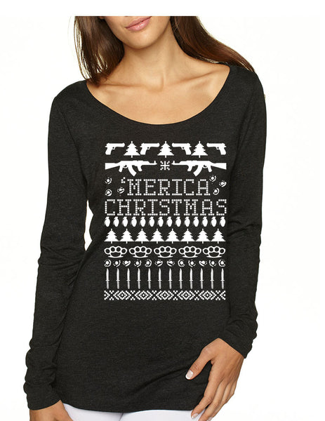 Women's Shirt 'merica Ugly Christmas Sweater Love America Top - ALLNTRENDSHOP - 3