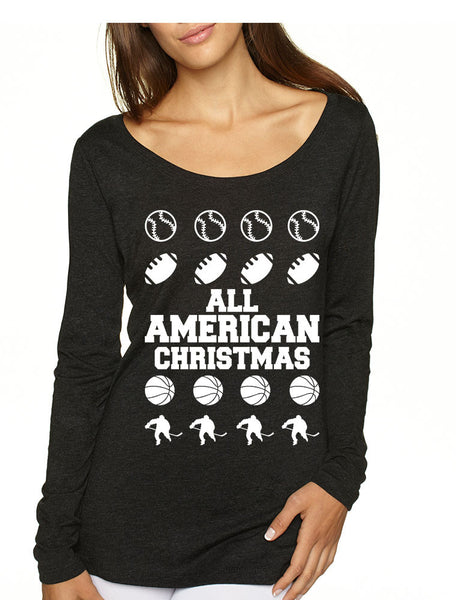 Women's Shirt All American Christmas Love Sport Fans Top - ALLNTRENDSHOP - 3