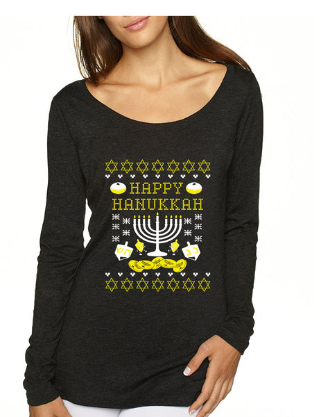 Women's Shirt Happy Hanukkah Jewish Menorah Shirt Holiday - ALLNTRENDSHOP - 1