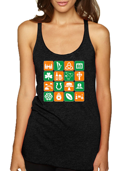 Women's Tank Top Irish Icons St Patrick's Day Symbols Top