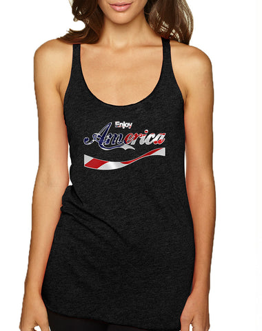 Women's Tank Top Enjoy America 4th Of July Love USA Top