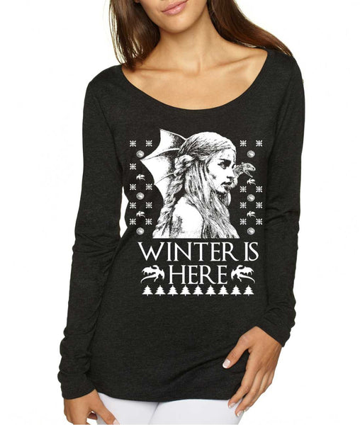 Women's Shirt Winter Is Here Ugly Christmas Sweater Holiday Gift