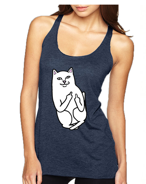 Women's Tank Top Middle Finger Cat Humor Graphic Top