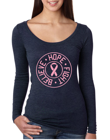 Women's Shirt Believe Hope Fight Breast Cancer October Support