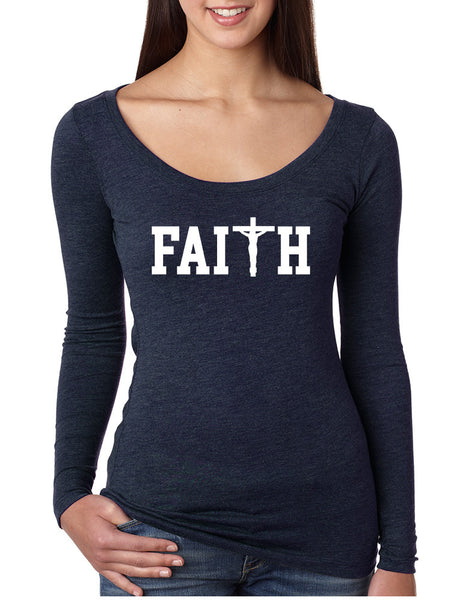 Women's Shirt Faith Print Cross Love Christian Shirt