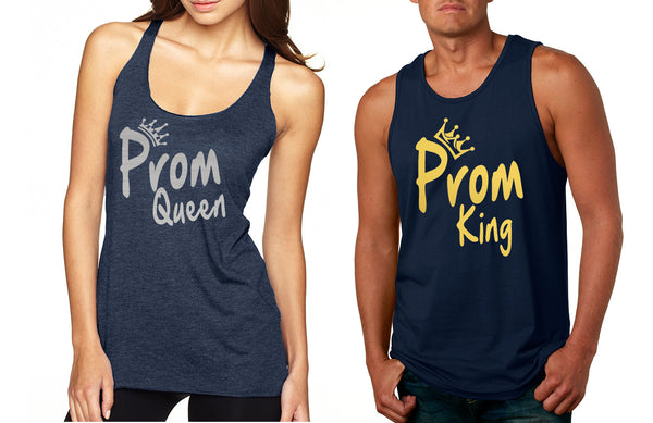 Couple Tank Top Prom Queen King Gold Silver Cool Prom Tops