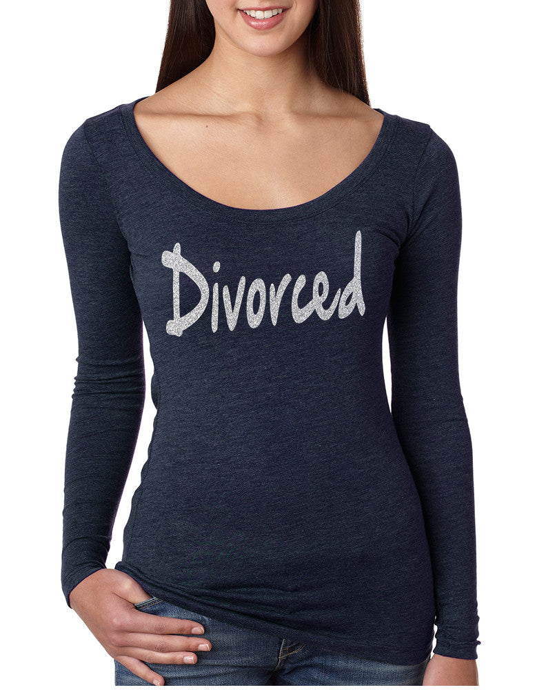 Women's Shirt Divorced Glitter Silver Print Funny Single Party