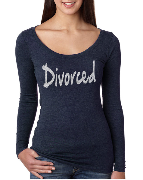 Women's Shirt Divorced Glitter Silver Print Funny Single Party