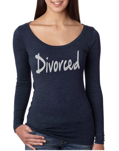 Women's Shirt Divorced Glitter Silver Print Funny Single Party