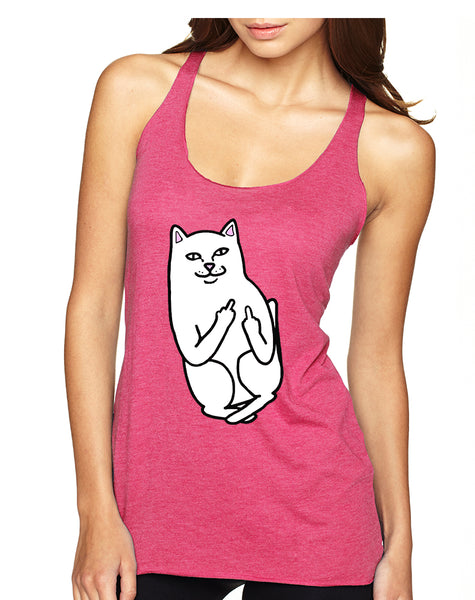 Women's Tank Top Middle Finger Cat Humor Graphic Top