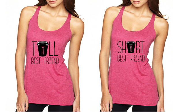 Set Of 2 Tank Top Tall Short Best Friend Coffee Matching Tops