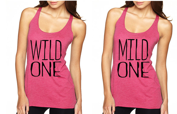 Women's Couple Tank Top Wild One Mild One BFF Set Matching Tops
