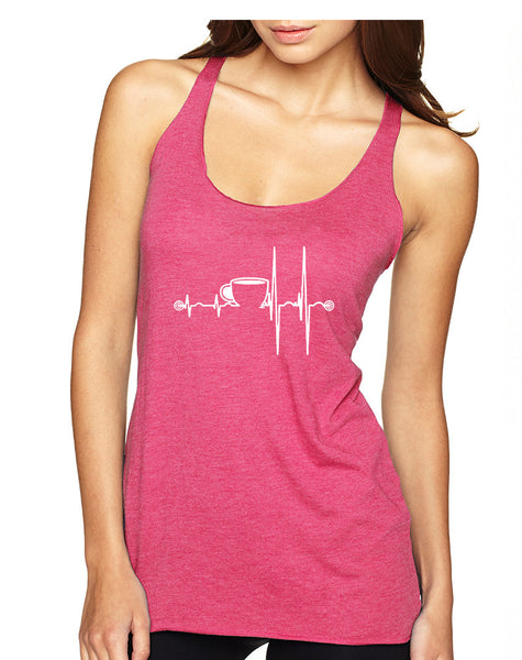 Women's Tank Top Coffee Heartbeat Love Coffee Addict Top