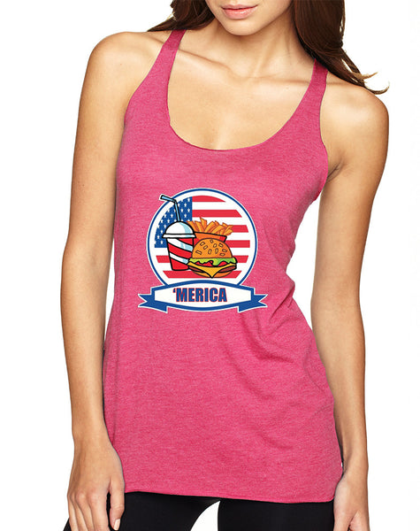 Women's Tank Top Fast Food 'merica Love USA 4th Of July Top