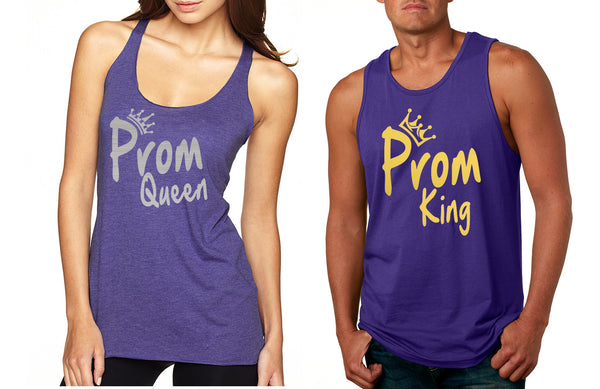 Couple Tank Top Prom Queen King Gold Silver Cool Prom Tops