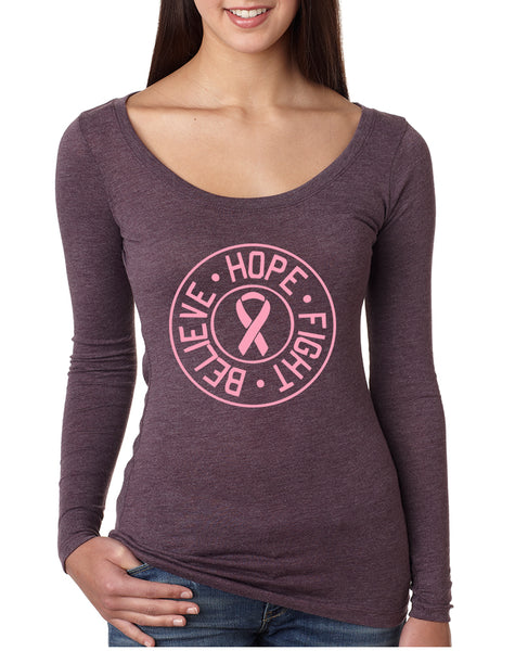 Women's Shirt Believe Hope Fight Breast Cancer October Support
