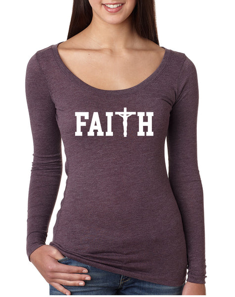 Women's Shirt Faith Print Cross Love Christian Shirt