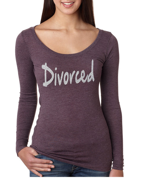 Women's Shirt Divorced Glitter Silver Print Funny Single Party
