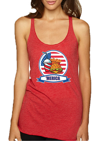 Women's Tank Top Fast Food 'merica Love USA 4th Of July Top