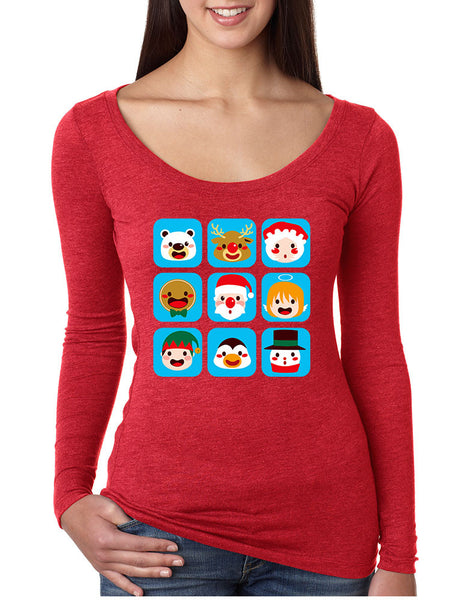 Women's Shirt Christmas Icons Cool Ugly Xmas Symbols Top - ALLNTRENDSHOP - 4