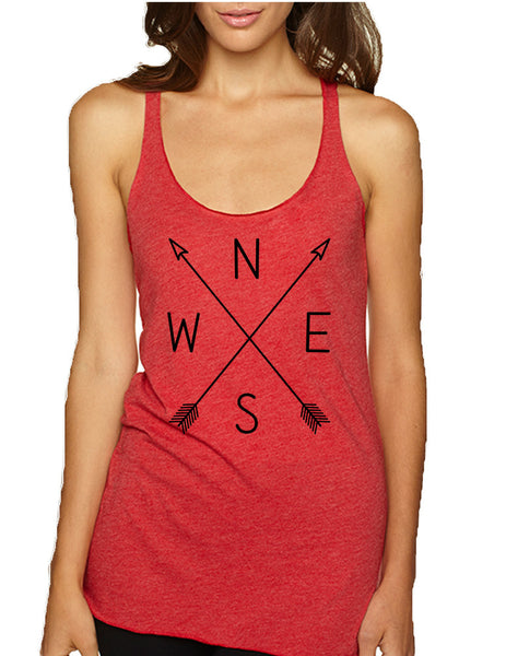 Women's Tank Top Compass Arrow Crossed NWSE Graphic Tank - ALLNTRENDSHOP - 7