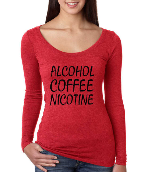 Women's Shirt Alcohol Coffee Nicotine Humor Funny - ALLNTRENDSHOP - 4