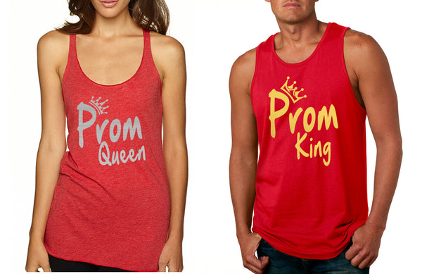 Couple Tank Top Prom Queen King Gold Silver Cool Prom Tops