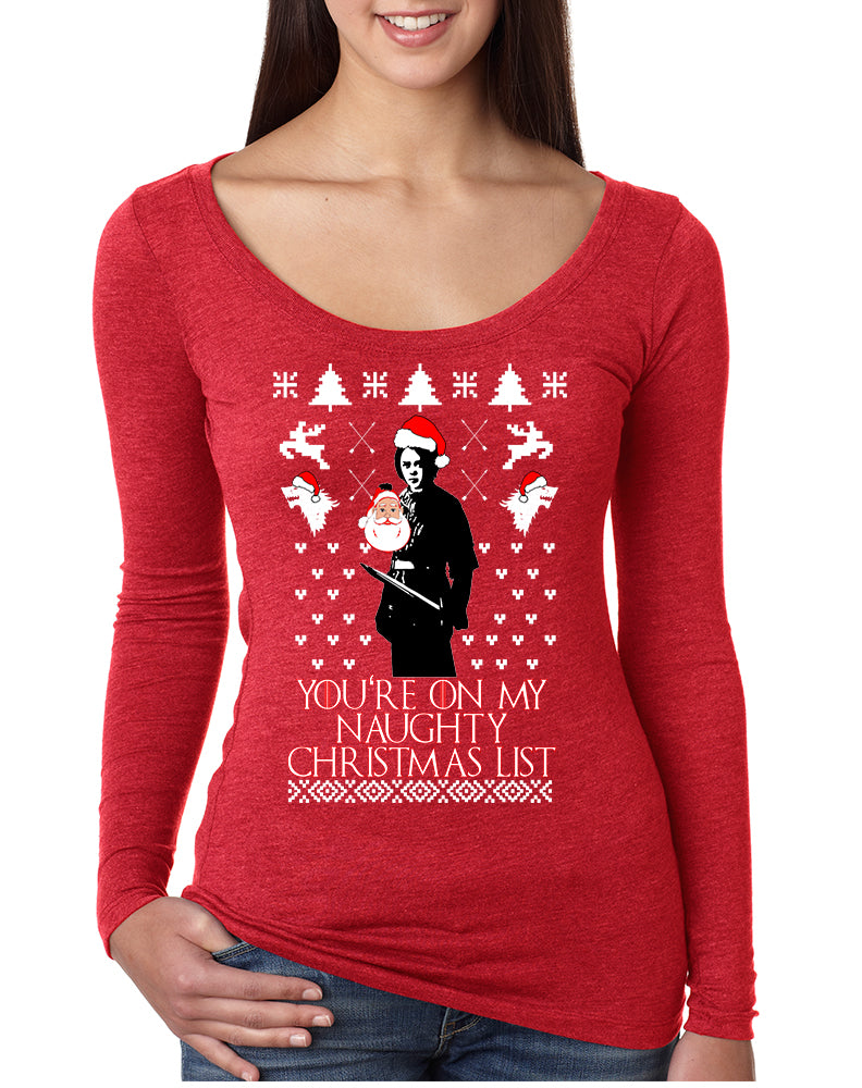 Women's Shirt My Naughty Xmas List Arya Stark Ugly Christmas