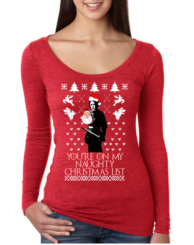 Women's Shirt My Naughty Xmas List Arya Stark Ugly Christmas
