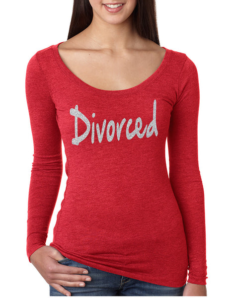 Women's Shirt Divorced Glitter Silver Print Funny Single Party