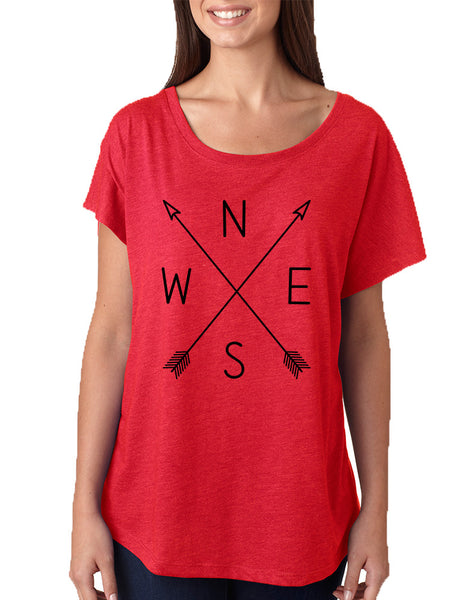 Women's Dolman Shirt Compass Arrow Cool NWSE Crossed Shirt - ALLNTRENDSHOP - 5