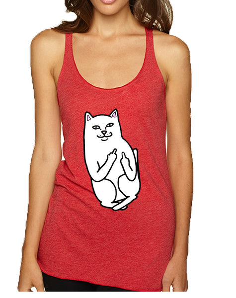 Women's Tank Top Middle Finger Cat Humor Graphic Top