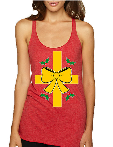 Women's Tank Top Christmas Gift Wrap Ugly Xmas Top Funny Top - ALLNTRENDSHOP - 1
