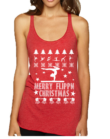 Women's Tank Top Merry Flippn Christmas Gymnastics Ugly Xmas