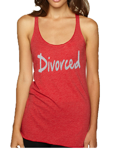 Women's Tank Top Divorced Glitter Silver Print Fun Single Top