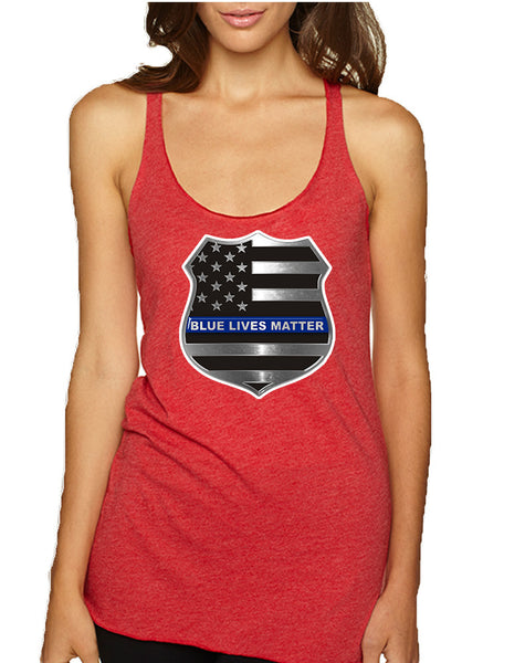 Women's Tank Top Blue Lives Matter American Flag Shirt