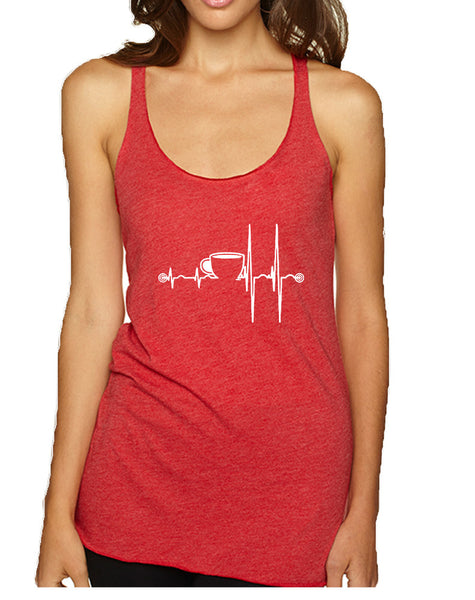 Women's Tank Top Coffee Heartbeat Love Coffee Addict Top