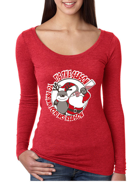 Women's Shirt Tis The Season Drink No Reason Christmas Shirt - ALLNTRENDSHOP - 3