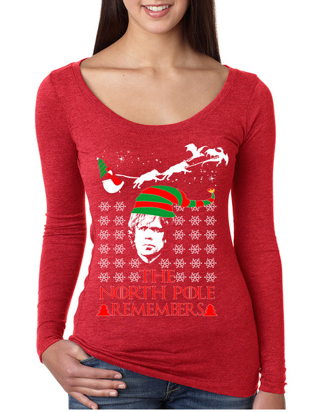 Women's Shirt The North Pole Remembers Ugly Xmas Gift Cool Tee