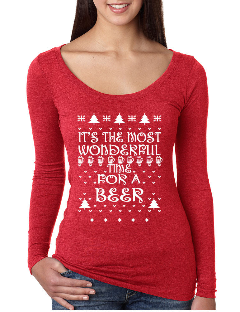 Women's Shirt It's Most Wonderful Time for Beer Ugly Xmas Shirt - ALLNTRENDSHOP - 1