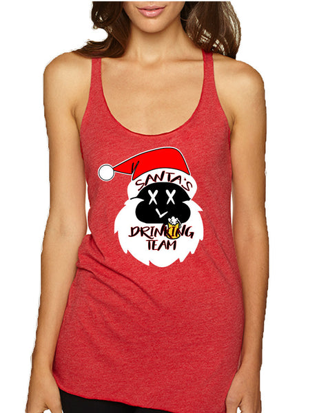 Women's Tank Top Santa's Drinking Team Funny Ugly Xmas Top - ALLNTRENDSHOP - 3