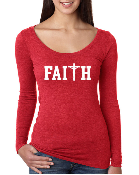 Women's Shirt Faith Print Cross Love Christian Shirt