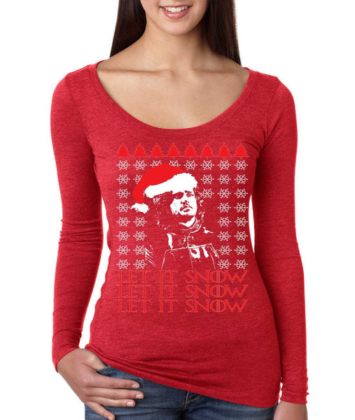 Women's Shirt Let It Snow Ugly Christmas Jon Snow Holiday Top