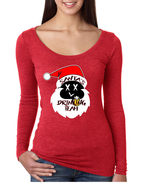 Women's Shirt Santa's Drinking Team Funny Ugly Xmas Shirt - ALLNTRENDSHOP - 2
