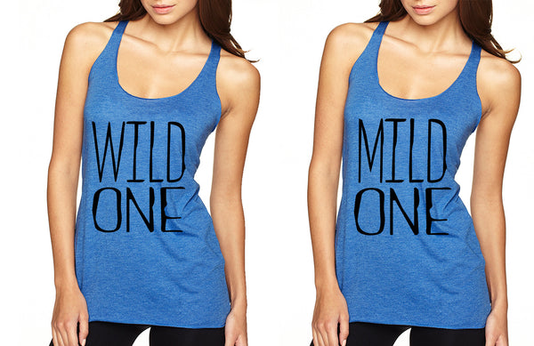 Women's Couple Tank Top Wild One Mild One BFF Set Matching Tops