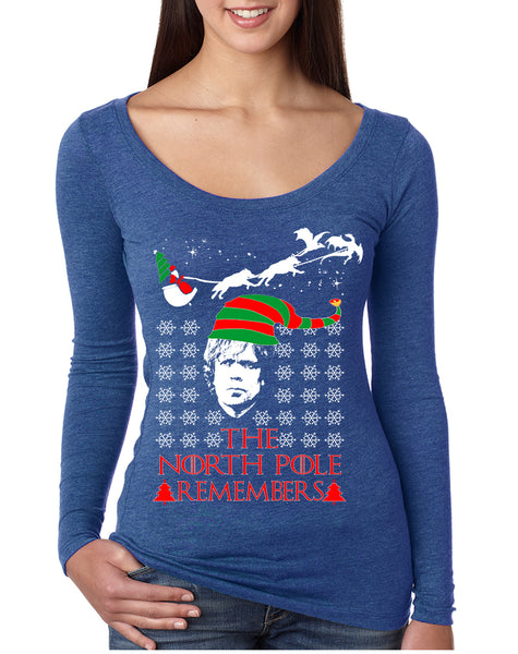 Women's Shirt The North Pole Remembers Ugly Xmas Gift Cool Tee