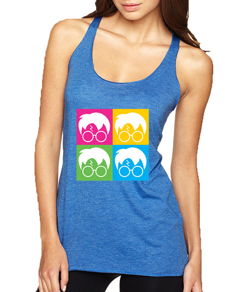 Women's Tank Top 4 Faces Harry Glasses Scar Cool Popular Top - ALLNTRENDSHOP - 7