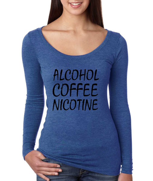 Women's Shirt Alcohol Coffee Nicotine Humor Funny - ALLNTRENDSHOP - 5