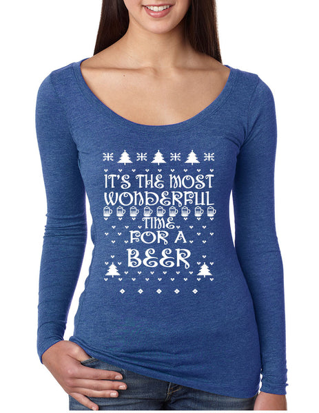 Women's Shirt It's Most Wonderful Time for Beer Ugly Xmas Shirt - ALLNTRENDSHOP - 2