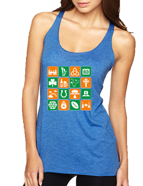 Women's Tank Top Irish Icons St Patrick's Day Symbols Top